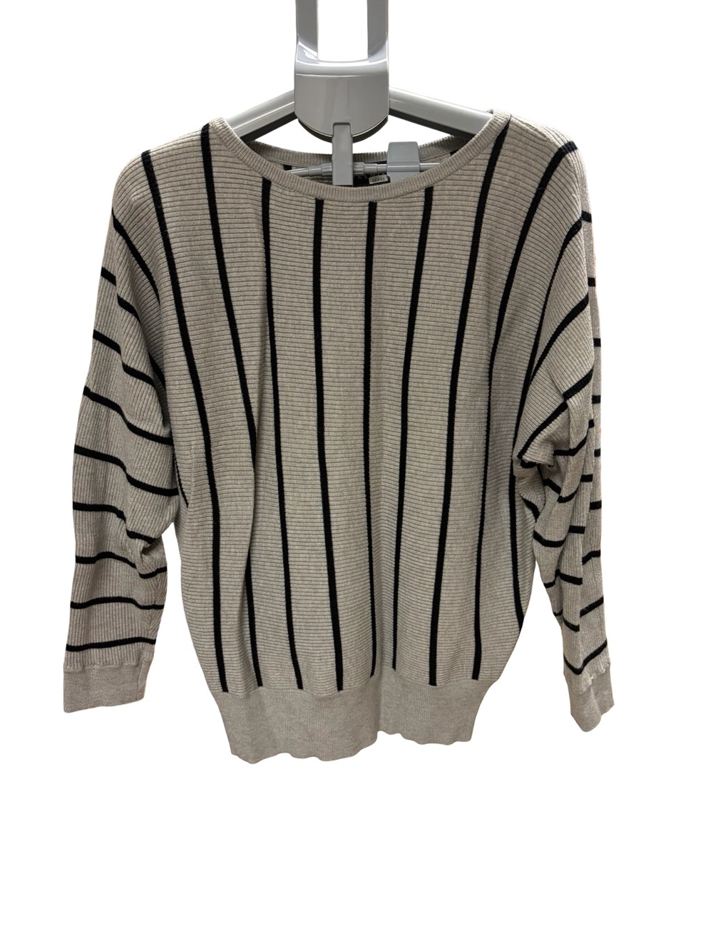 Premise Cream Sweater with Black Vertical Stripes